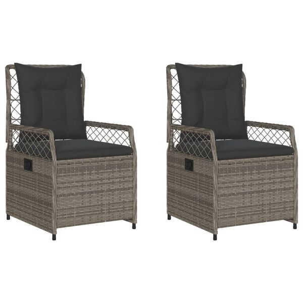 vidaXL Tuinstoelen 2 st verstelbaar poly rattan grijs