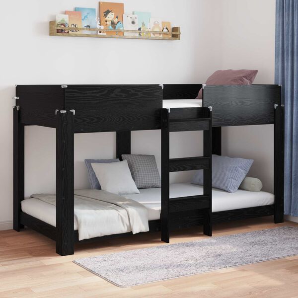 vidaXL Bunk Bed voor Kinderen Zwart Eiken 100 x 190 cm Bewerkt hout