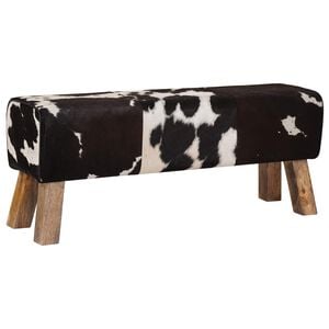 vidaXL Bank 110 x 30 x 45 cm Echt Leer Zwart en Wit