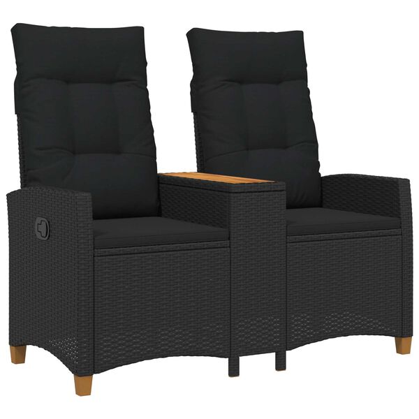 vidaXL Ligbank met tafel Zwart 126 x 65 x 112 cm poly rattan