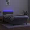 vidaXL Boxspring met matras en LED fluweel lichtgrijs 90x200 cm