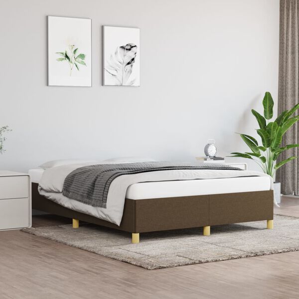 vidaXL Bedframe zonder matras stof donkerbruin 140x200 cm