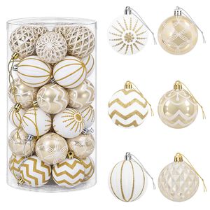 vidaXL Kerstballen set 30 st Goud en wit &Oslash; 6 cm Kunststof