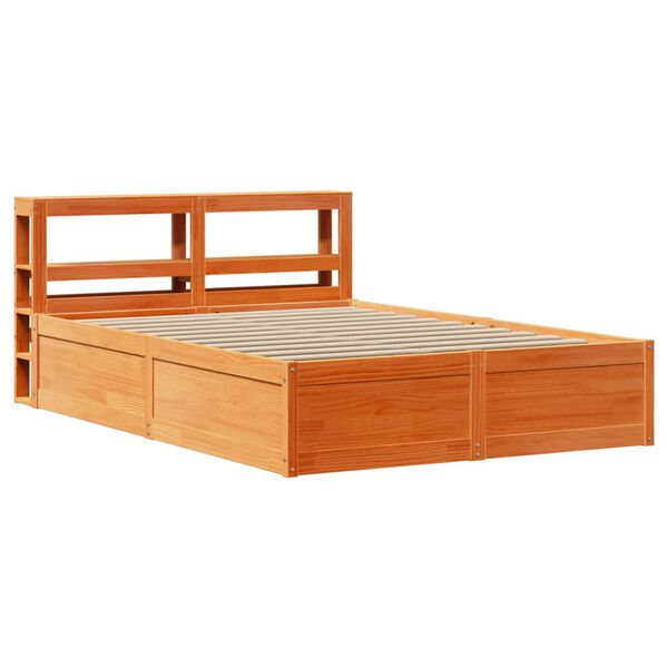 vidaXL Bedframe met hoofdbord massief grenenhout wasbruin 120x200 cm