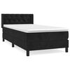 vidaXL Boxspring met matras fluweel zwart 80x200 cm