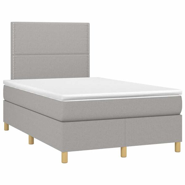 vidaXL Boxspring met matras en LED stof lichtgrijs 120x190 cm