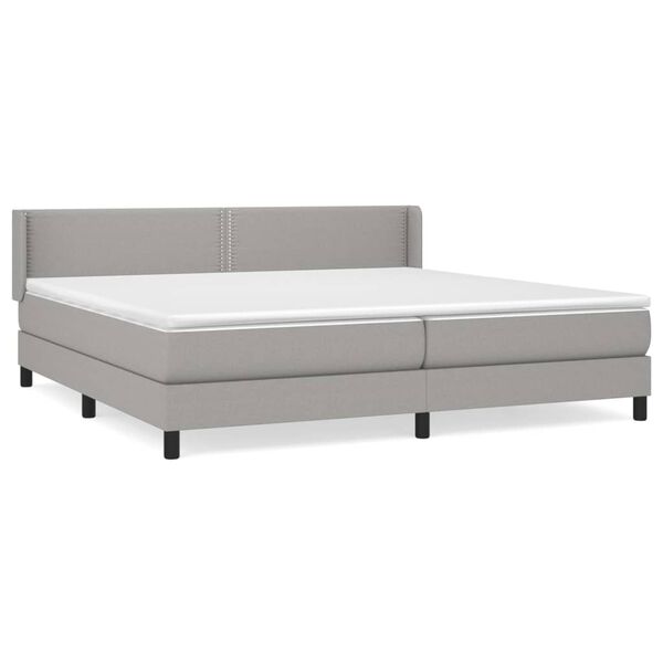 vidaXL Boxspring met matras stof lichtgrijs 200x200 cm
