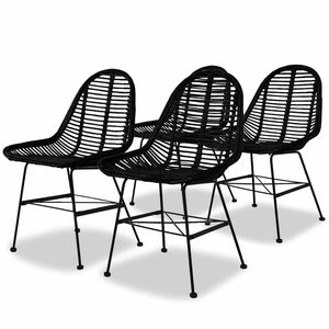 vidaXL Eetkamerstoelen 4 st natuurlijk rattan zwart