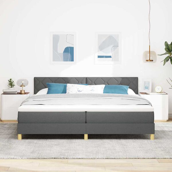 vidaXL Boxspring bed met matras Donkergrijs 200 x 200 cm Stof