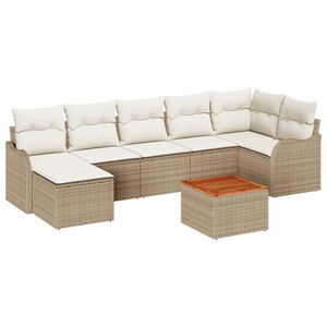 vidaXL Tuinbankenset met kussen 8 pcs Beige poly rattan