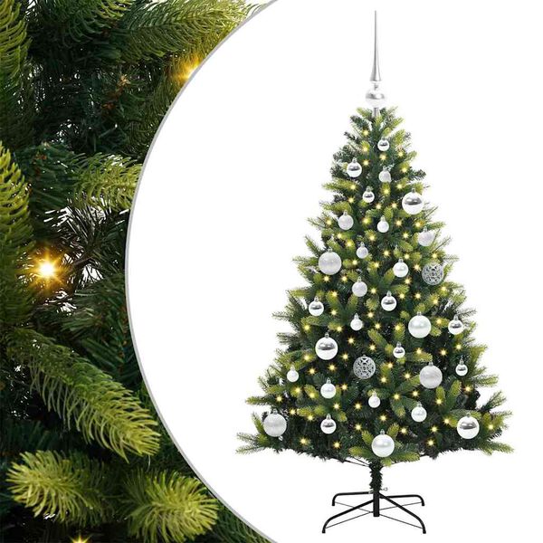 vidaXL Kunstkerstboom met scharnier 150 LEDs Groen 120 cm PVC en PE