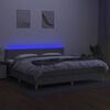 vidaXL Boxspring met matras en LED stof lichtgrijs 200x200 cm