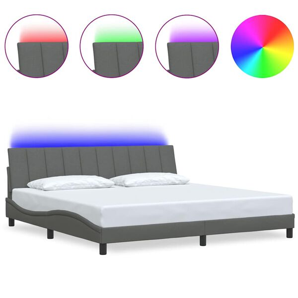 vidaXL Bedframe zonder matras "Hanko" stof donkergrijs 200x200 cm