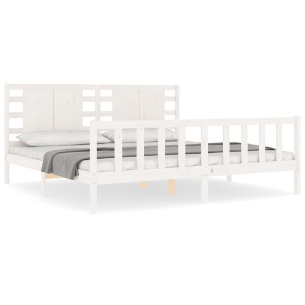 vidaXL Bedframe met hoofdbord massief hout wit
