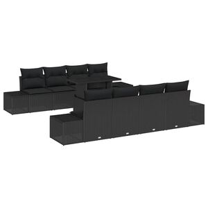 vidaXL Tuin Sofa Set 9 st Zwart Poly Rattan en Poedergecoat Staal