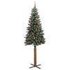 vidaXL Slanke Kerstboom Groen en Wit 210 cm PVC en massief dennenhout