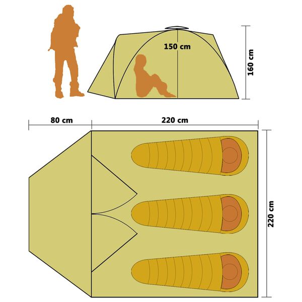 vidaXL Tent pop-up 3-persoons blauw
