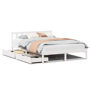 vidaXL Bedframe zonder matras massief grenenhout wit 160x200 cm