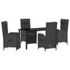 vidaXL Tuin eettafelset 5 st Zwart poly rattan