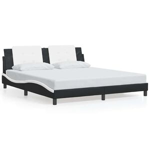 vidaXL Bedframe zonder matras "Zadar" kunstleer zwart en wit 180x200 cm