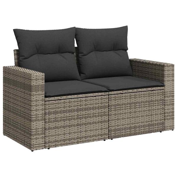 vidaXL Tuinbankenset met kussen 13 pcs Grijs poly rattan
