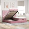 vidaXL Ottoman bed met matrassen en LED's 200x200cm fluweel roze
