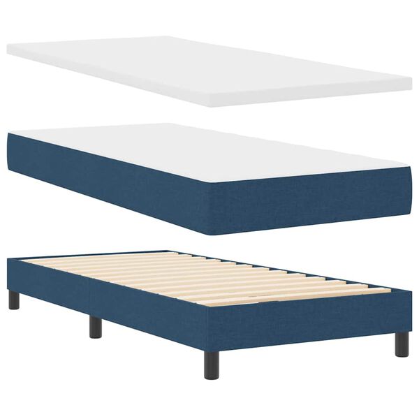 vidaXL Boxspringbed met matras met hoofdeinde Blauw 80 x 200 cm Stof
