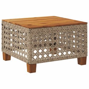 vidaXL Tuintafel 55x55x36 cm poly rattan en acaciahout beige