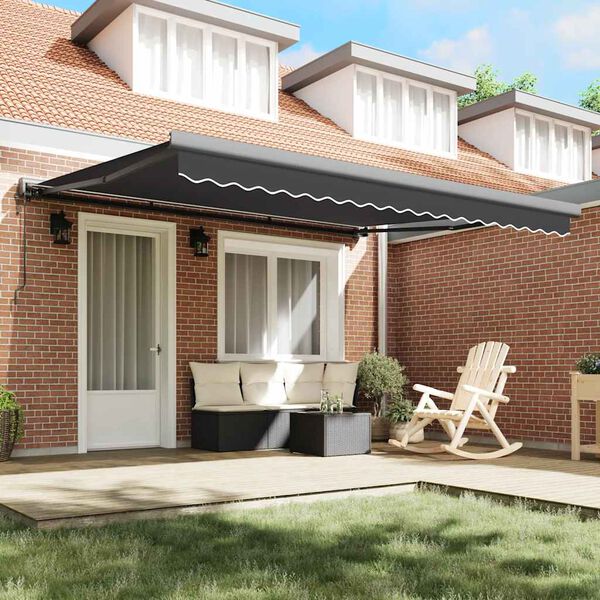 vidaXL Luifel uittrekbaar 4x3 m stof en aluminium antracietkleurig