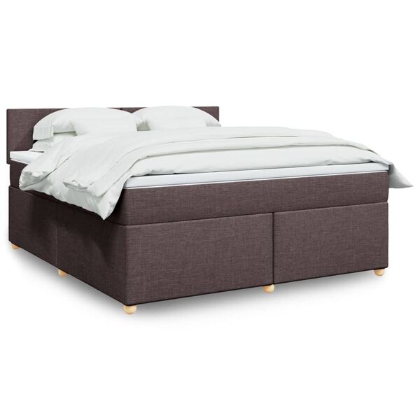 vidaXL Boxspring met matras stof donkerbruin 180x200 cm