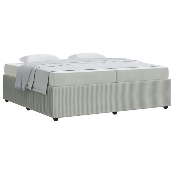 vidaXL Bedframe met matras Lichtgrijs 200 x 200 cm Stof