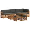 vidaXL Sofa-Sets 9 pcs Natuurlijk en Antraciet Massief Acaciahout