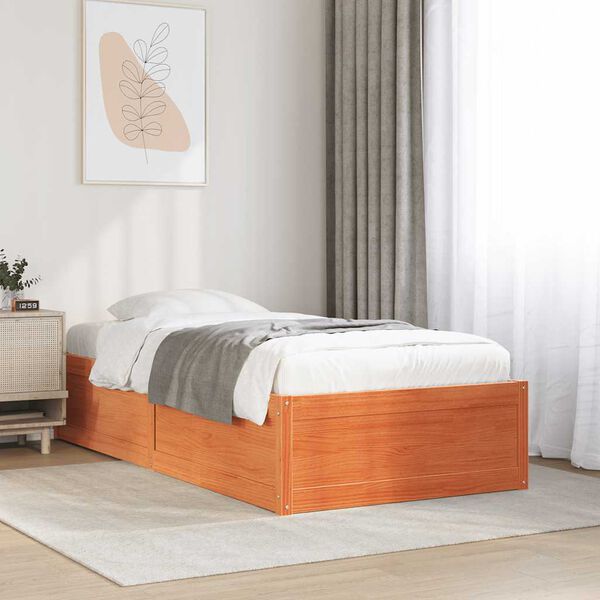 vidaXL Bedframe zonder matras massief grenenhout wasbruin 90x190 cm