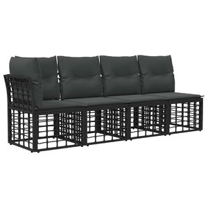 vidaXL 4-Zits Tuin Sofa met Linker Arm 4 st 4-Aantal zitplaatsen Zwart