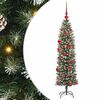 vidaXL Kunstmatige slanke kerstboom Groen en Wit 150 cm