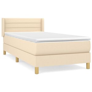 vidaXL Boxspring met matras stof cr&egrave;mekleurig 90x200 cm