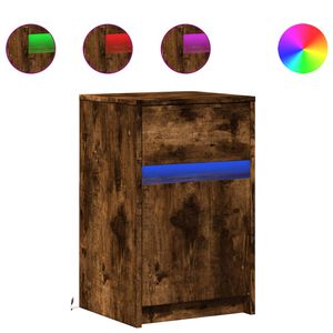 vidaXL nachtkastje met LED-verlichting bewerkt hout gerookt eikenkleur