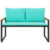 vidaXL Bank met kussen Zwart en Turquoise 115 x 65 x 72 cm Rattan