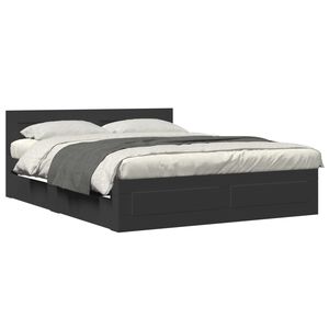vidaXL Bedframe met hoofdeinde zonder matras 160x200 cm zwart