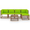 vidaXL 6-delige Loungeset met felgroene kussens
