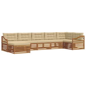 vidaXL Sofa-Sets 7 pcs Natuurlijk en Beige Massief Acaciahout