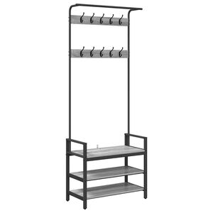 vidaXL Kapstok met plank Grijs Sonoma 75 x 34 x 184 cm Bewerkt hout