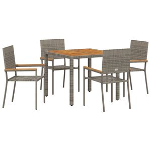vidaXL Tuin eettafelset 5 pcs Grijs poly rattan