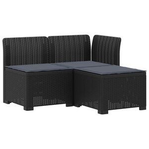 vidaXL 3-zits tuinbank met kussens in rattanlook PP Antraciet