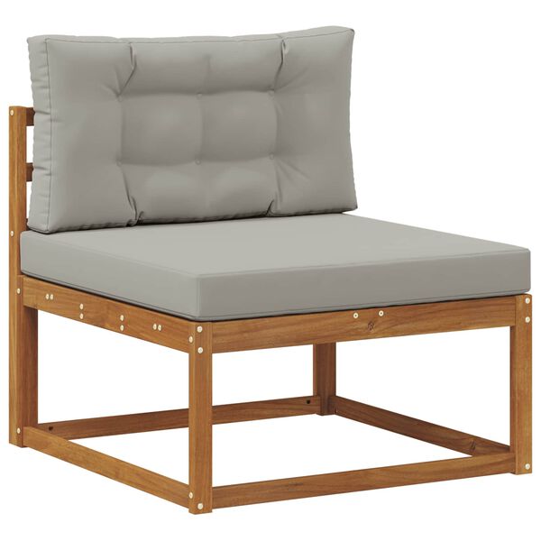 vidaXL Buiten bankenset met kussen 9 pcs Natuurlijk en Lichtgrijs