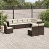 vidaXL 10-delige Loungeset met kussens poly rattan bruin
