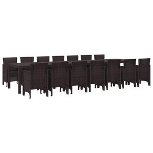 vidaXL Tuin Eettafelset met kussens 15 st Bruin PP