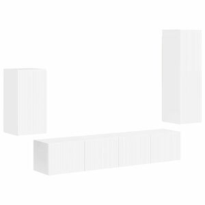 vidaXL Tv-meubelset Wandgemonteerd 4 pcs Hoogglans wit Bewerkt hout