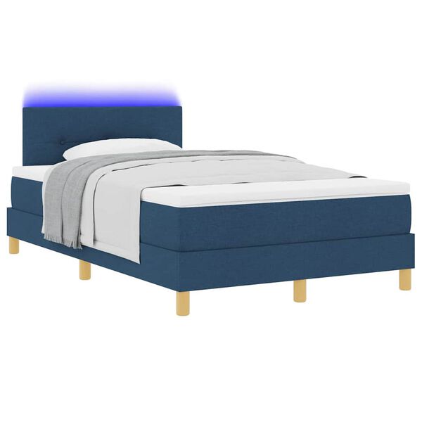 vidaXL LED Box Spring Bed met matras met LED Blauw 120 x 200 cm Stof