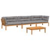 vidaXL 4-delige Loungeset pallet met kussens massief acaciahout